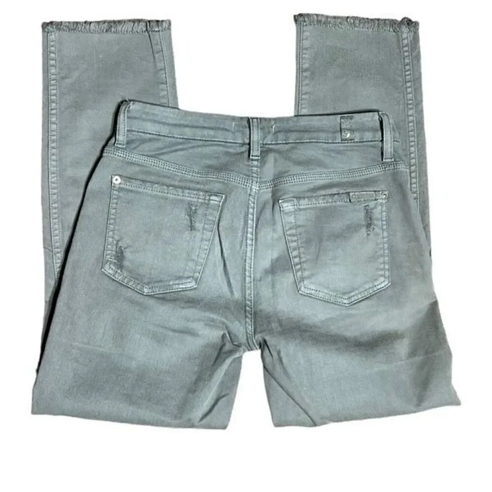 7 For All Mankind Olive Green Cropped Jeans Size 26